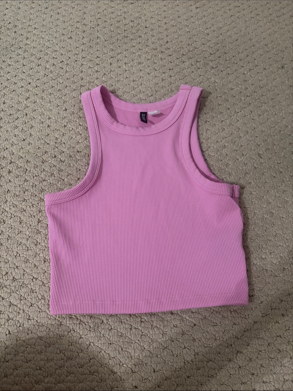 H&M Pink Ribbed Tank Crop Top